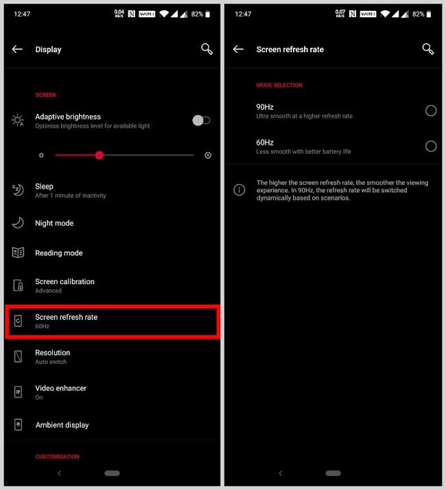 Cara Mengaktifkan mode tampilan 90Hz oneplus 7 pro