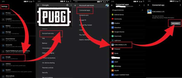 Menghapus tautan akun pubg mobile di google play games