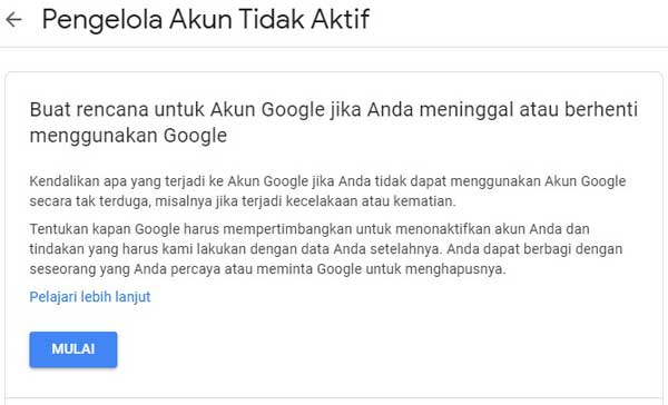Panduan cara menghapus akun google